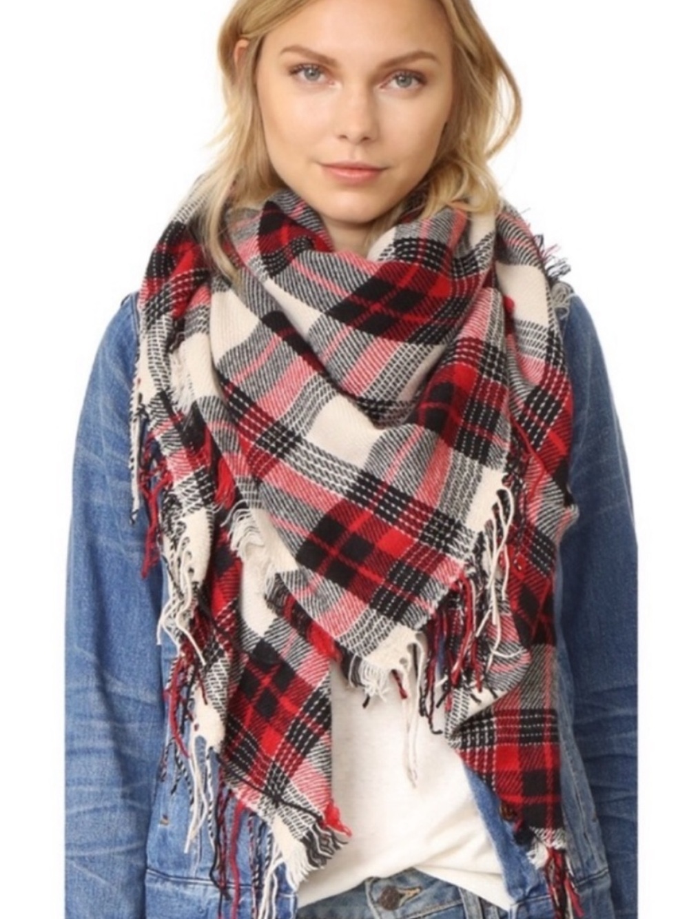 Madewell Cozy Weave plaid scarf.